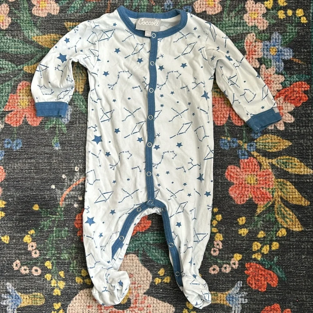 Coccoli Star Print Baby Sleeper Footie Pajamas, Size 3 Months